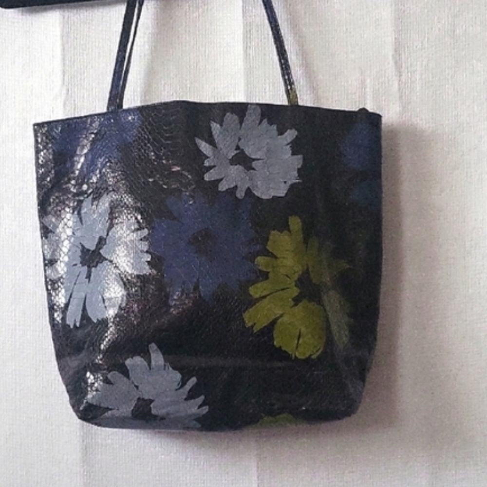 Falchi Vintage Hippie Faux snake Floral Shoulder Tote Purse